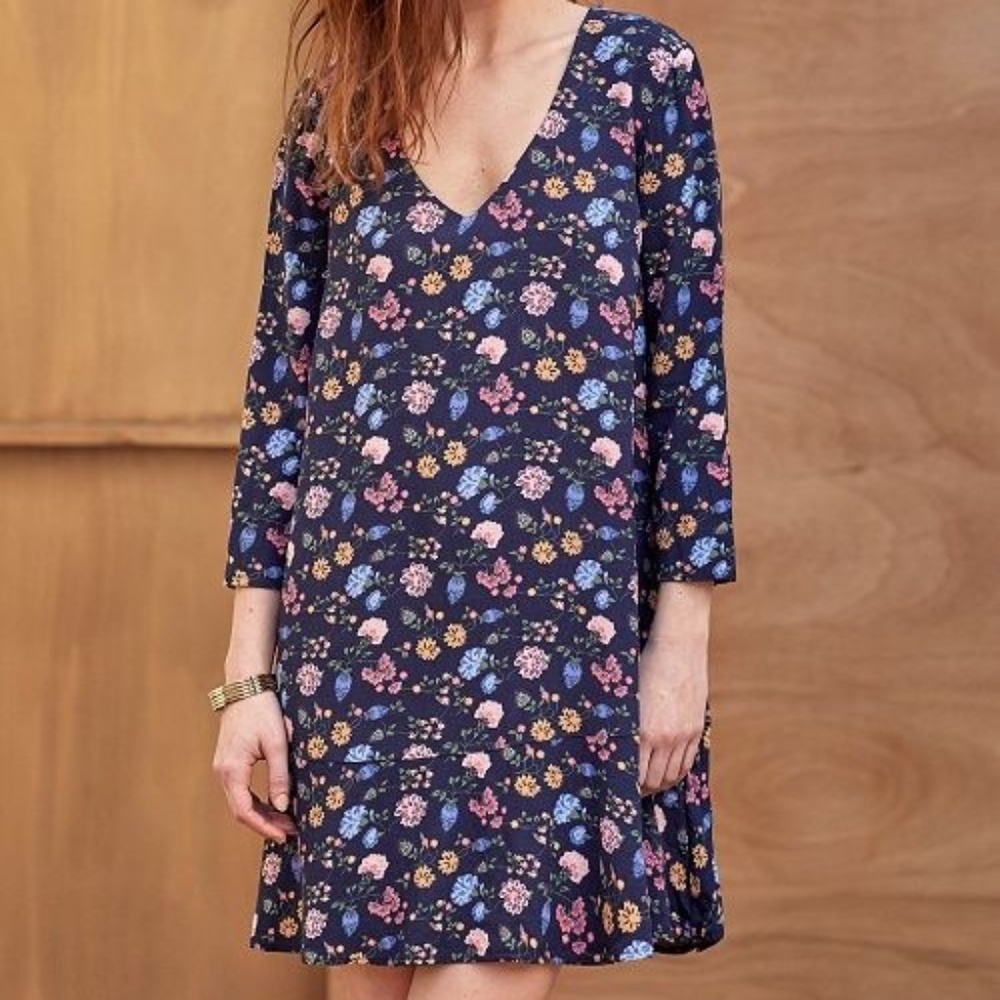 Sezane Morgane Sezalory floral Mini dress Navy RARE Style